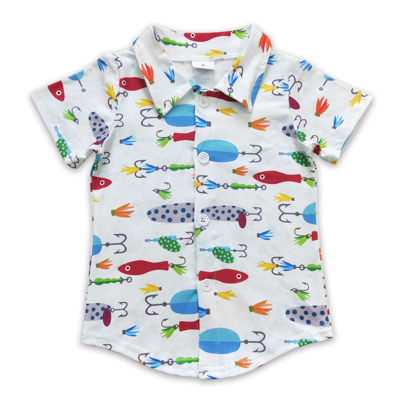 Short sleeves fishing kids boy button up shirt