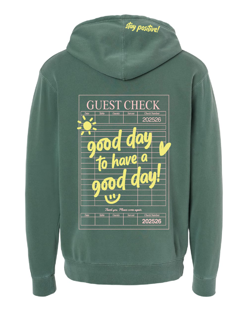 GOOD DAY HOODIE - Embroidered/Printed  Adult Pigment