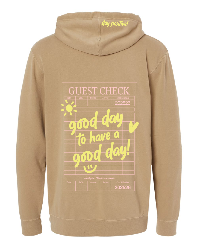 GOOD DAY HOODIE - Embroidered/Printed  Adult Pigment