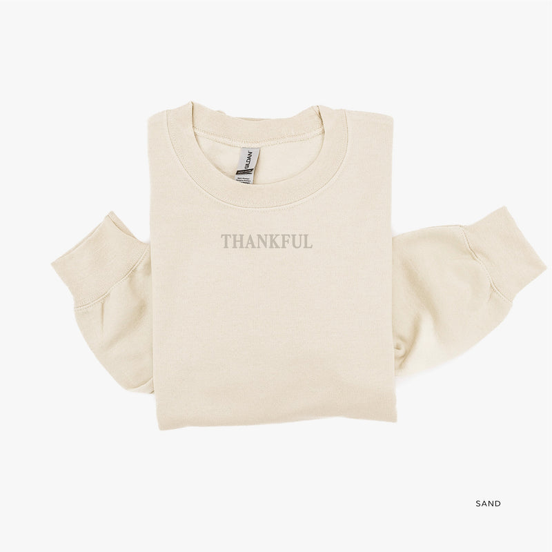 Embroidered/Printed BASIC Fleece - Tone on Tone - Thankful/So Much To be Thankful For (center&b)