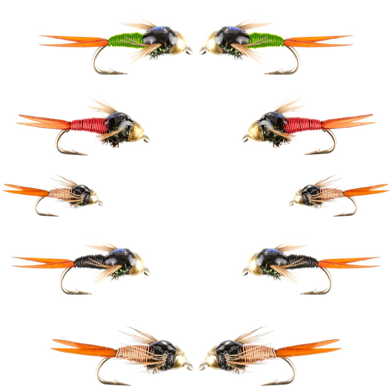 Basics Collection - Bead Copper John Assortment - 10 Flies Sizes 14-18