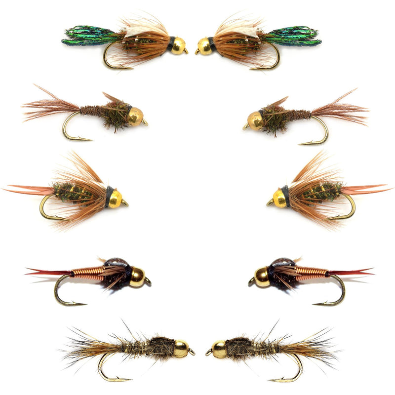 Basics Collection - Bead Head Nymph Assortment - 10 Flies Sizes 12-16