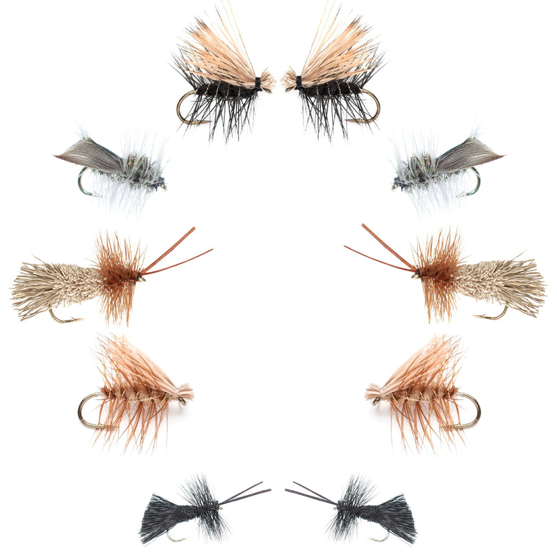 Basics Collection - Caddis Dry Fly Assortment - 10 Flies - Sizes 12-18