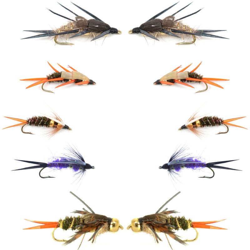 Basics Collection - Double Bead  Nymph Assortment - 10 Flies - Size 10