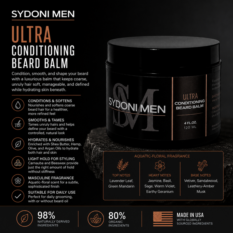 SYDONI MEN ULTRA CONDITIONING BEARD BALM | Soften, Hydrate & Tame120ml 4 fl. oz.