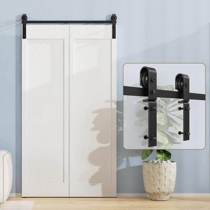Bi-Folding Sliding Barn Door Hardware Track Kit (No Door)