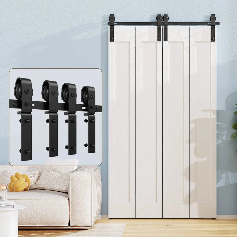 Bi-Folding Sliding Barn Door Hardware Track Kit (No Door)