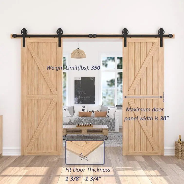 Big Spoke Wheel Roller Sliding Barn Door Hardware Kit (No Door)