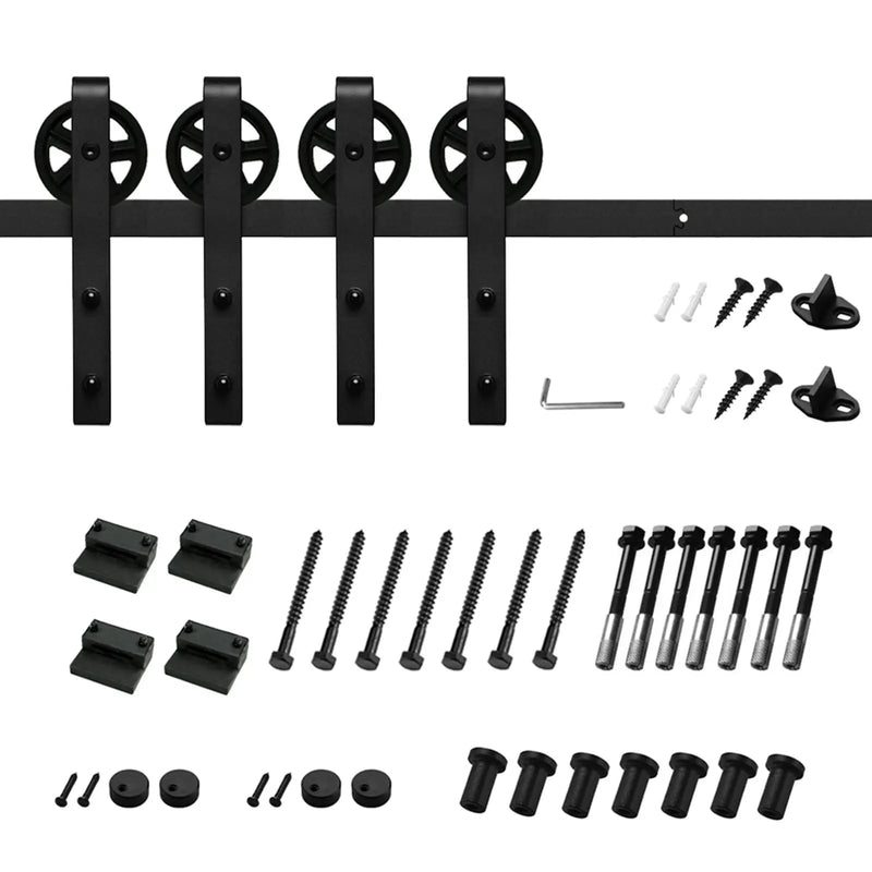 Big Spoke Wheel Roller Sliding Barn Door Hardware Kit (No Door)
