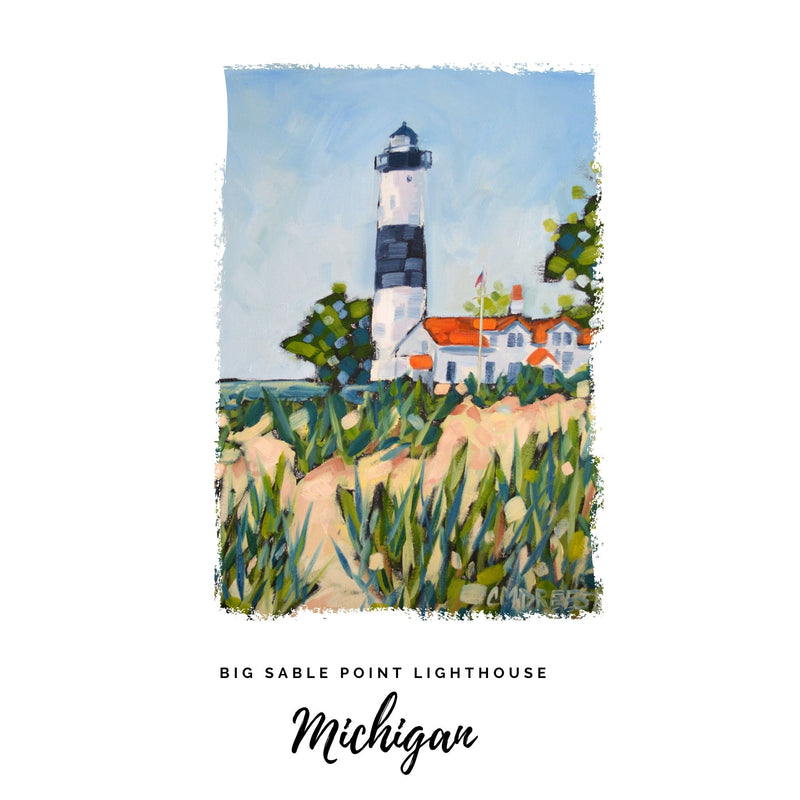 Dish Towel - "Big Sable Point Lighthouse - Ludington Michigan Kitchen Towel"