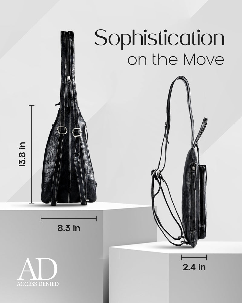 Genuine Leather Sling Bag – Crossbody, Hidden AirTag Pocket