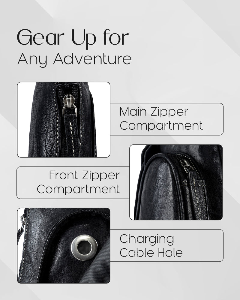 Genuine Leather Sling Bag – Crossbody, Hidden AirTag Pocket