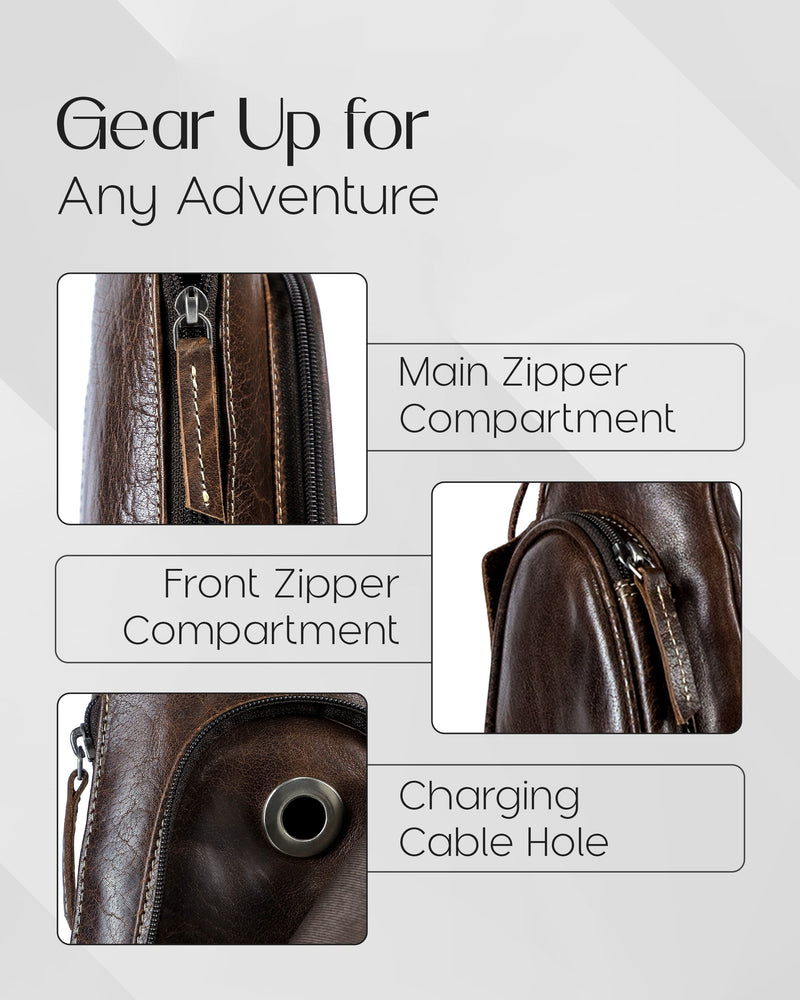 Genuine Leather Sling Bag – Crossbody, Hidden AirTag Pocket