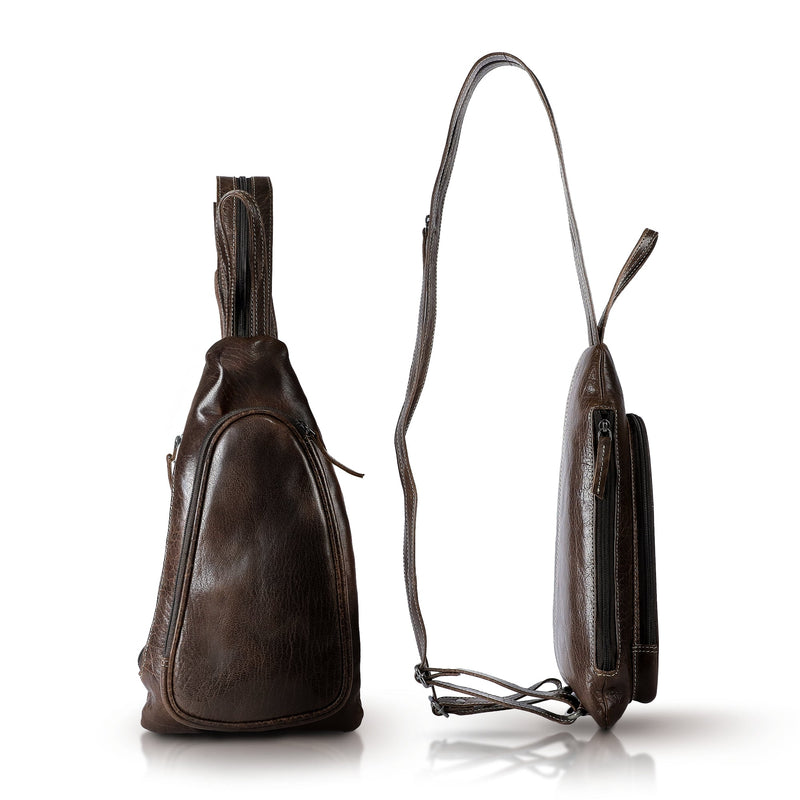 Genuine Leather Sling Bag – Crossbody, Hidden AirTag Pocket