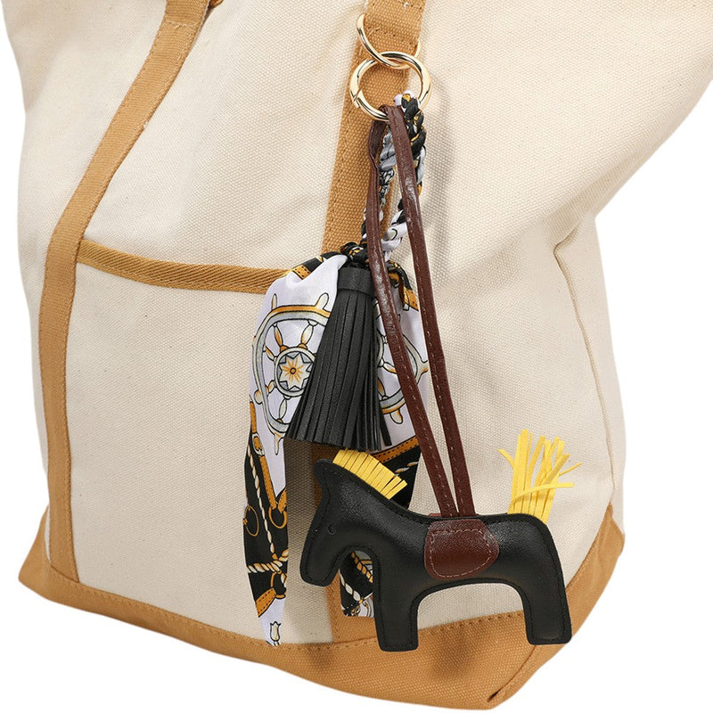 Faux Leather Horse Tassel Scarf Bag Charm