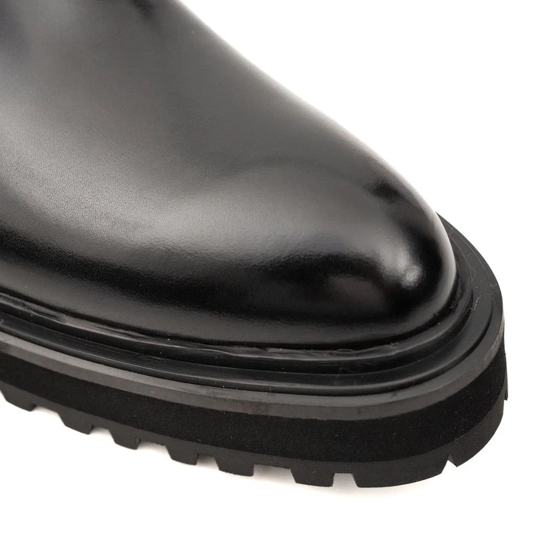 Black Leather Platform Chelsea
