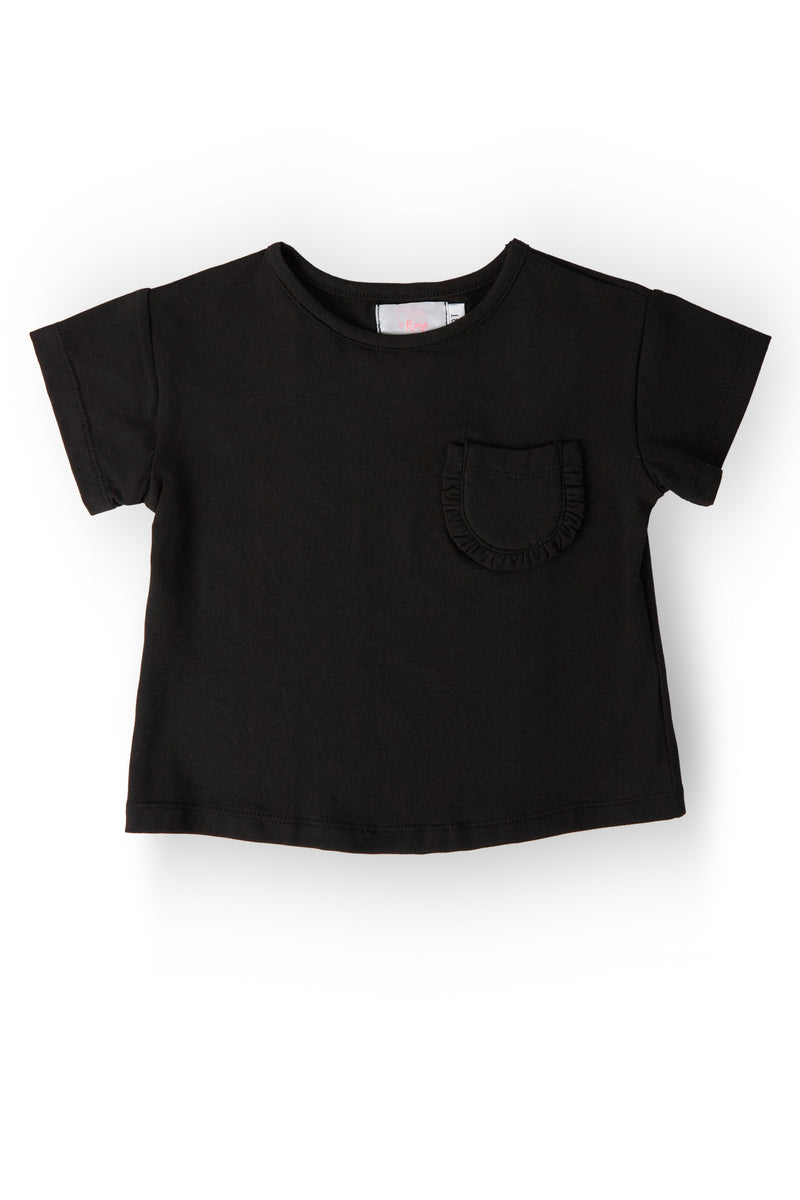 Black Ruffle Pocket Tee
