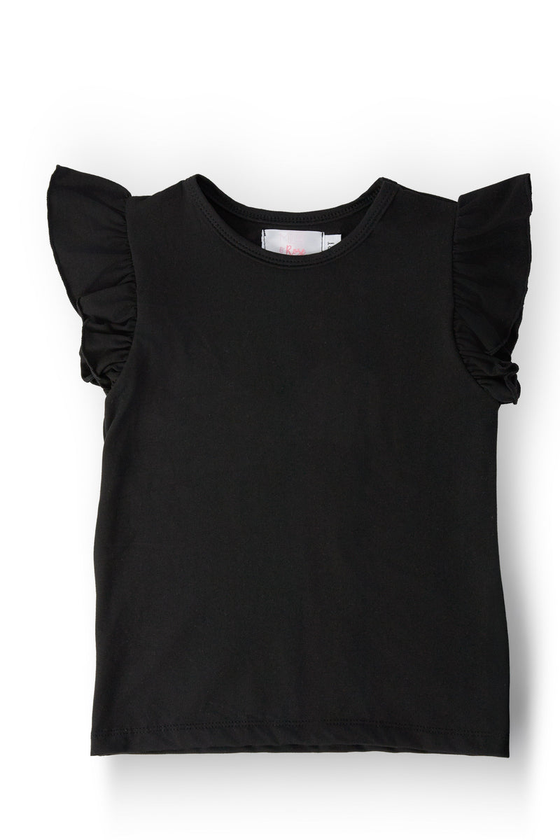Black S/S Ruffle Tee