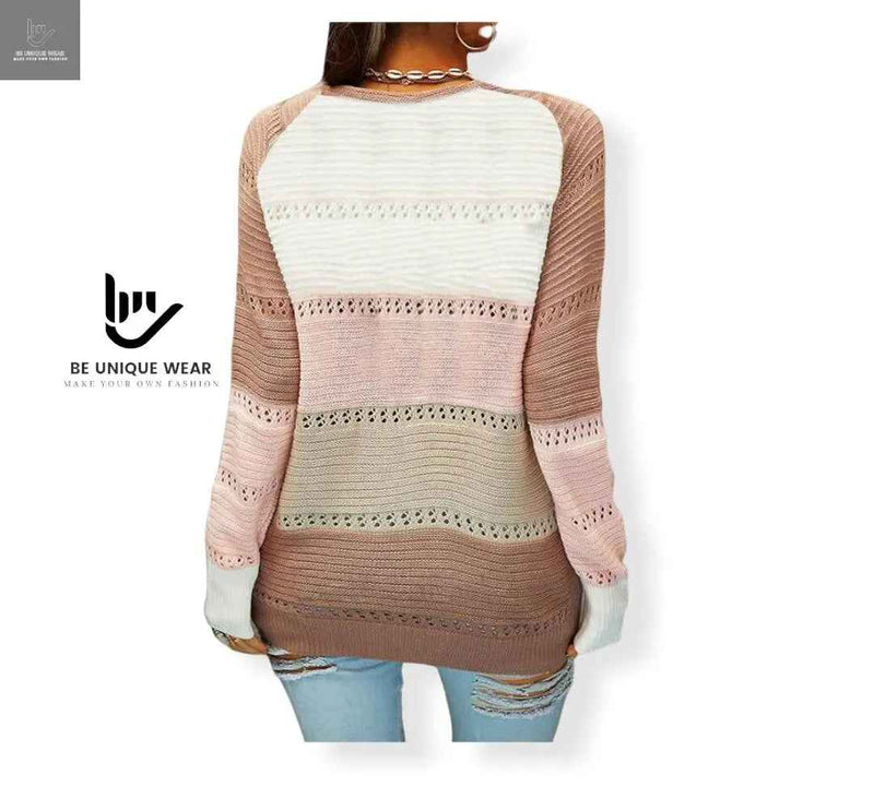 Block Lace Up Cardigan