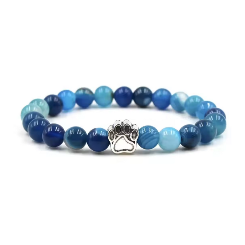 PawZee Azure Agate Paw Print Charm Bracelet