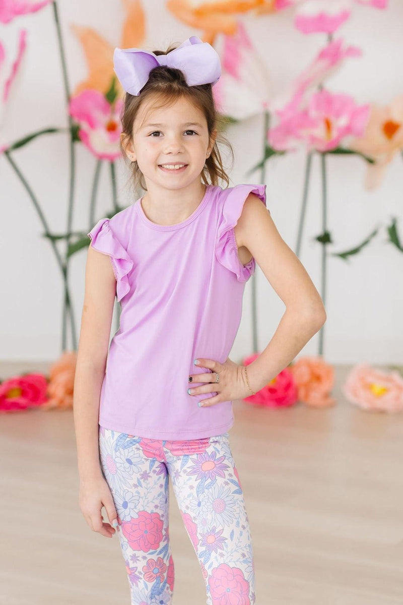 Bright Lilac S/S Ruffle Tee