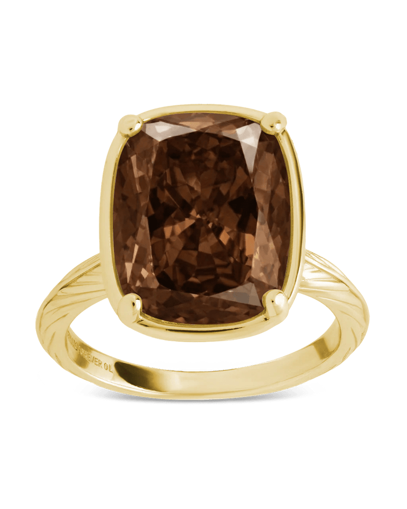 Sterling Silver Elongated Cushion Chocolate CZ Cocktail Ring