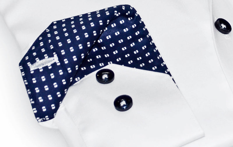 Jonas  Button-Up Shirt With Contrast Details // White  // Contemporary Fit (Regular)- final sale