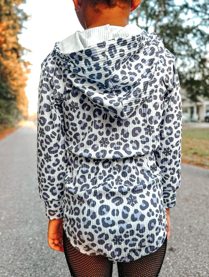 Snow leopard Ribbed Hooded romper