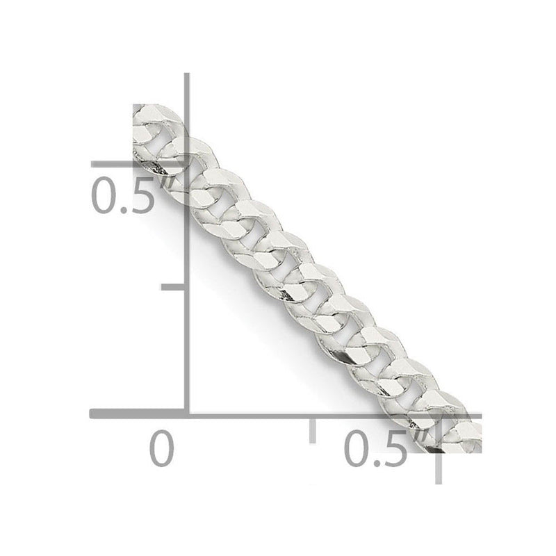 3mm Sterling Silver Solid Flat Curb Chain Necklace