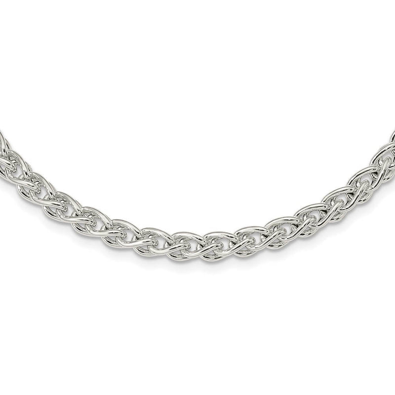 5.75mm Sterling Silver Polished Hollow Spiga Chain Necklace, 18 Inch