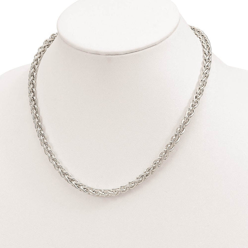 5.75mm Sterling Silver Polished Hollow Spiga Chain Necklace, 18 Inch