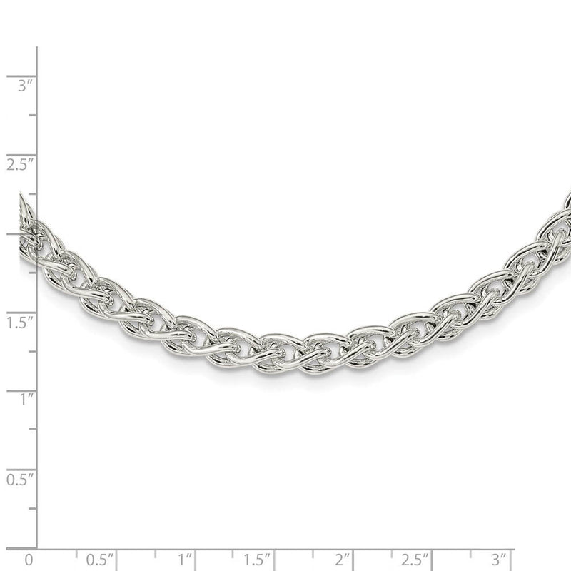 5.75mm Sterling Silver Polished Hollow Spiga Chain Necklace, 18 Inch