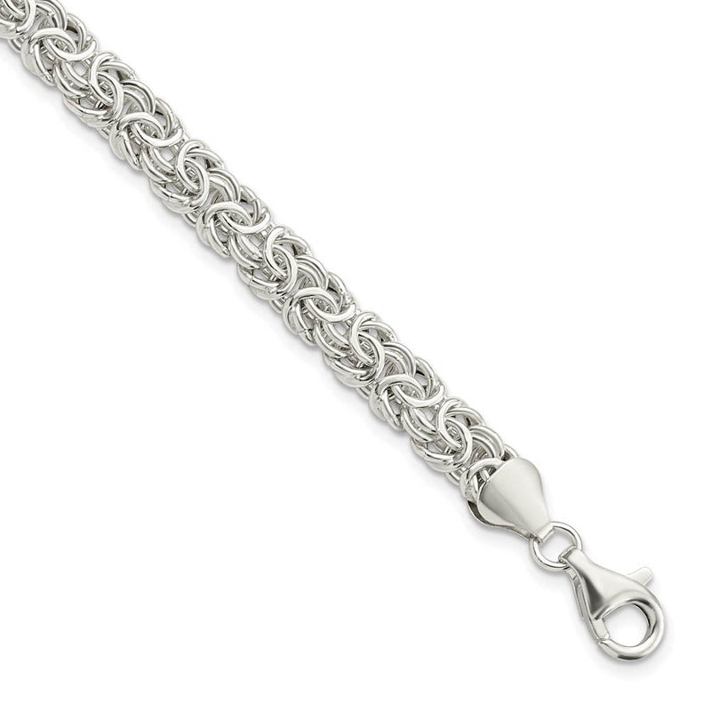 6.5mm Sterling Silver Hollow Byzantine Chain Bracelet, 7.5 Inch