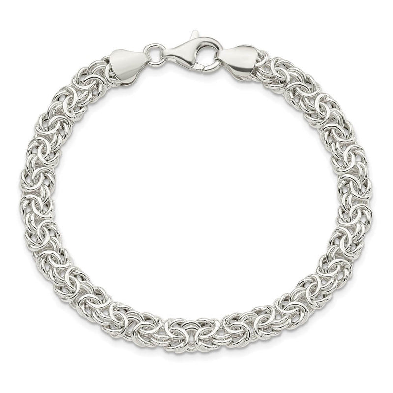 6.5mm Sterling Silver Hollow Byzantine Chain Bracelet, 7.5 Inch
