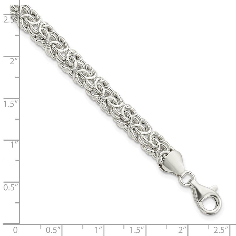 6.5mm Sterling Silver Hollow Byzantine Chain Bracelet, 7.5 Inch