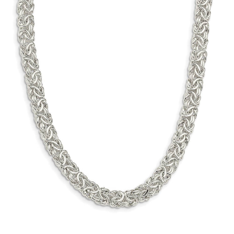 6.5mm Sterling Silver Hollow Byzantine Chain Necklace, 20 Inch