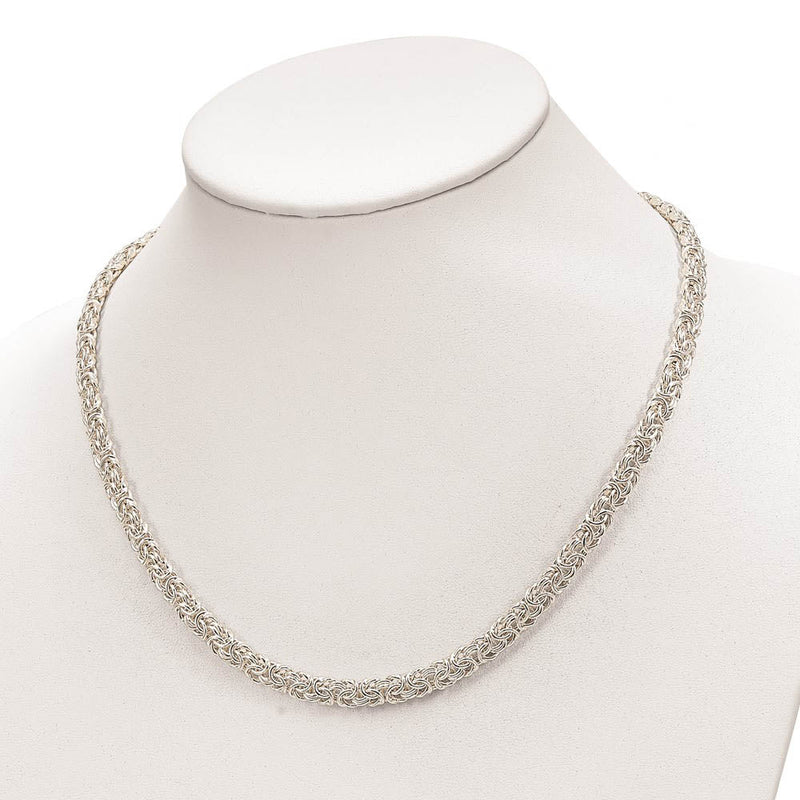 6.5mm Sterling Silver Hollow Byzantine Chain Necklace, 20 Inch