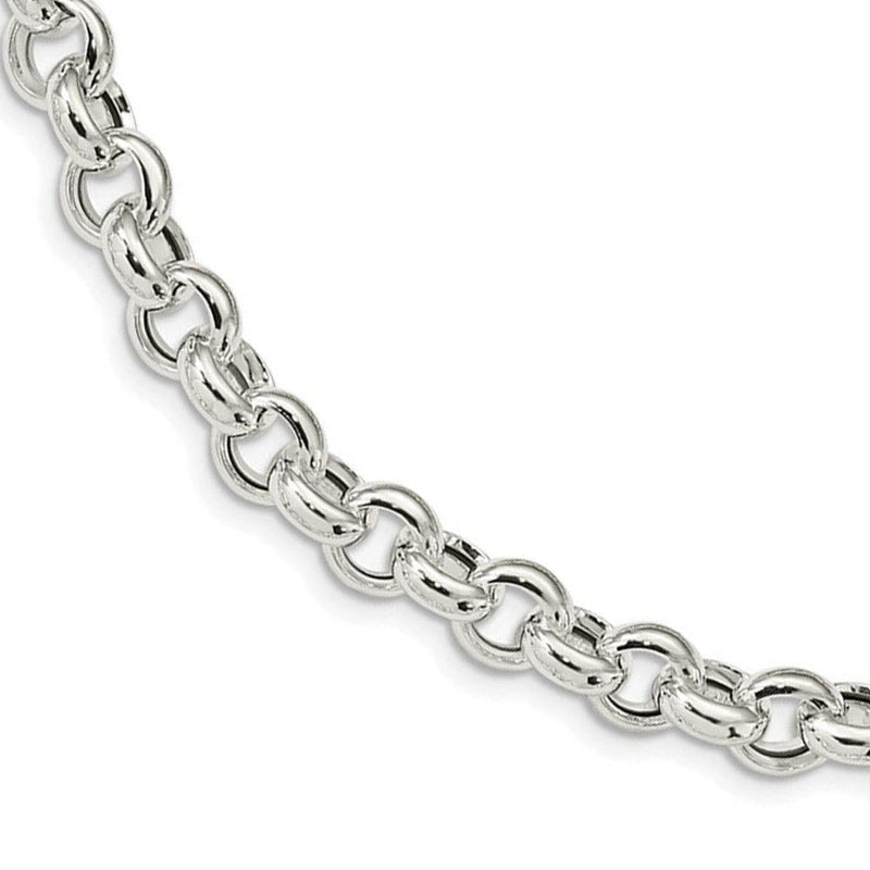10mm Sterling Silver Hollow Rolo Chain Necklace, 24 Inch