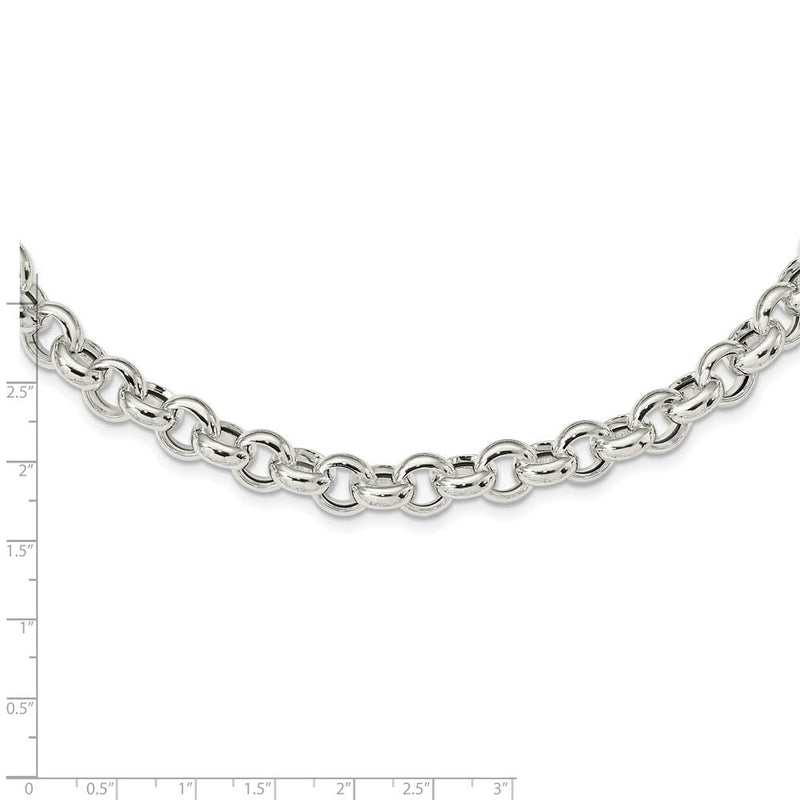 10mm Sterling Silver Hollow Rolo Chain Necklace, 24 Inch