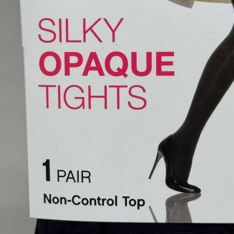 HANES (3 PACK) Style Silky Opaque Tights Non-Control Top Women's M/L Black 639772
