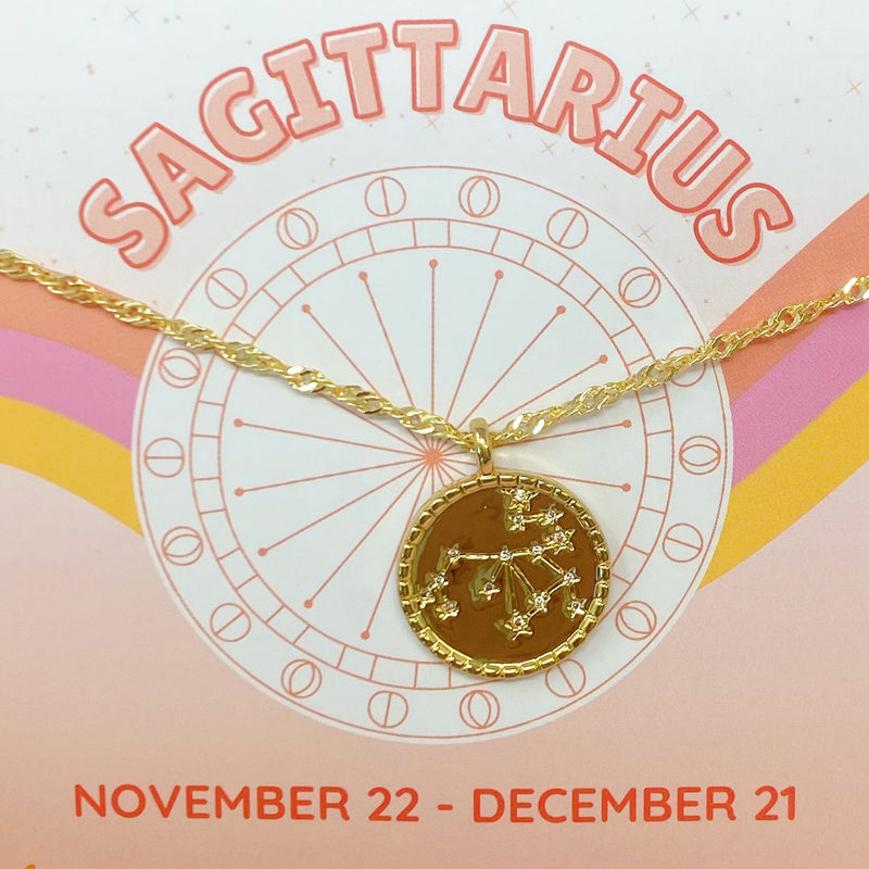 Astronomical Glam Zodiac Constellation Medallion Necklace