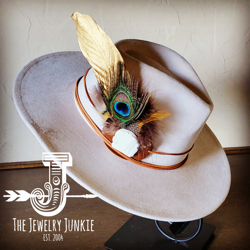 Boho Western Hat w/ Choice of Feather Hat Band-Bone 981z