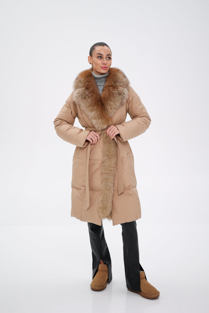 Genuine Polar Fox Premium Down Parka Coat