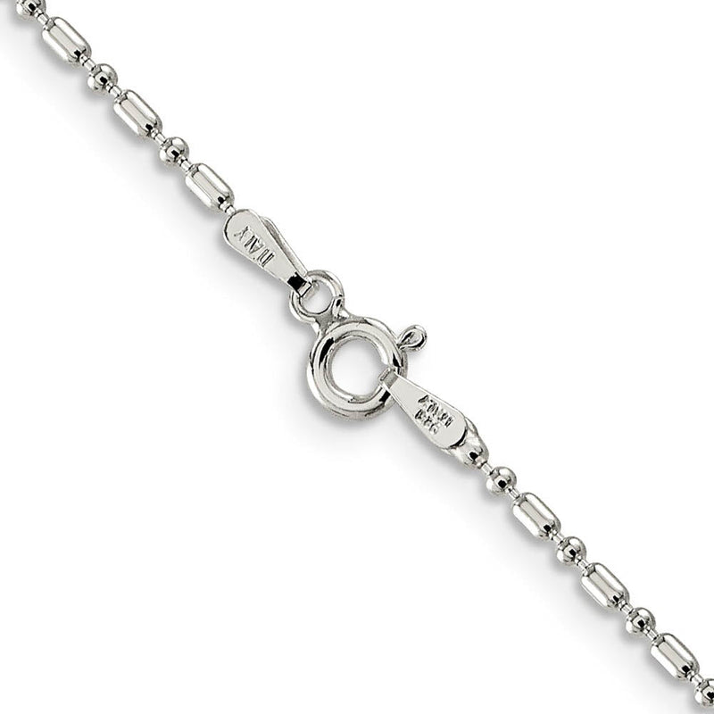 1.5mm Sterling Silver Solid Fancy Beaded Chain Necklace