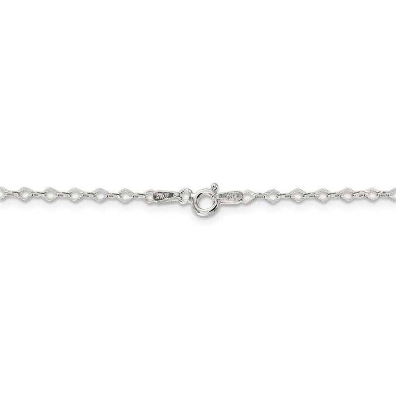 2.25mm Sterling Silver, Fancy Pendant Chain Necklace, 16 Inch