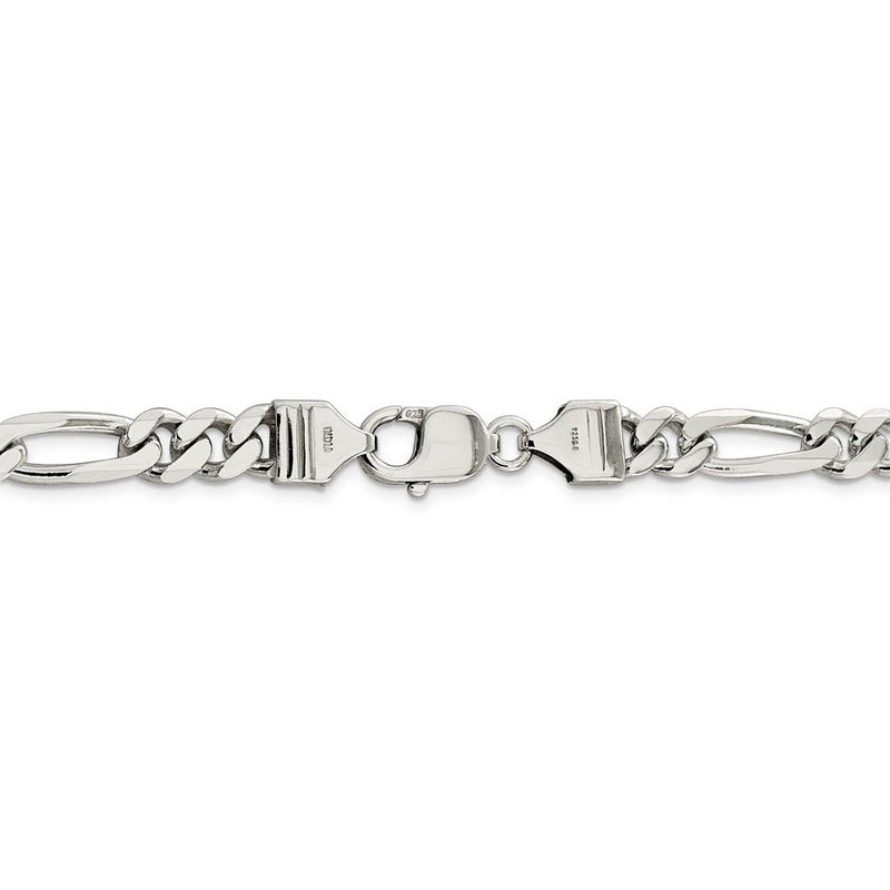 Men's 8mm Sterling Silver, Solid Figaro Chain Necklace