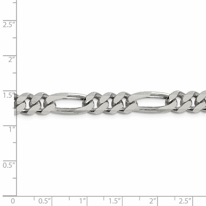 Men's 8mm Sterling Silver, Solid Figaro Chain Necklace
