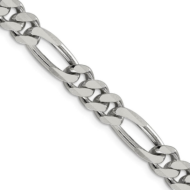 Men's 8mm Sterling Silver, Solid Figaro Chain Necklace