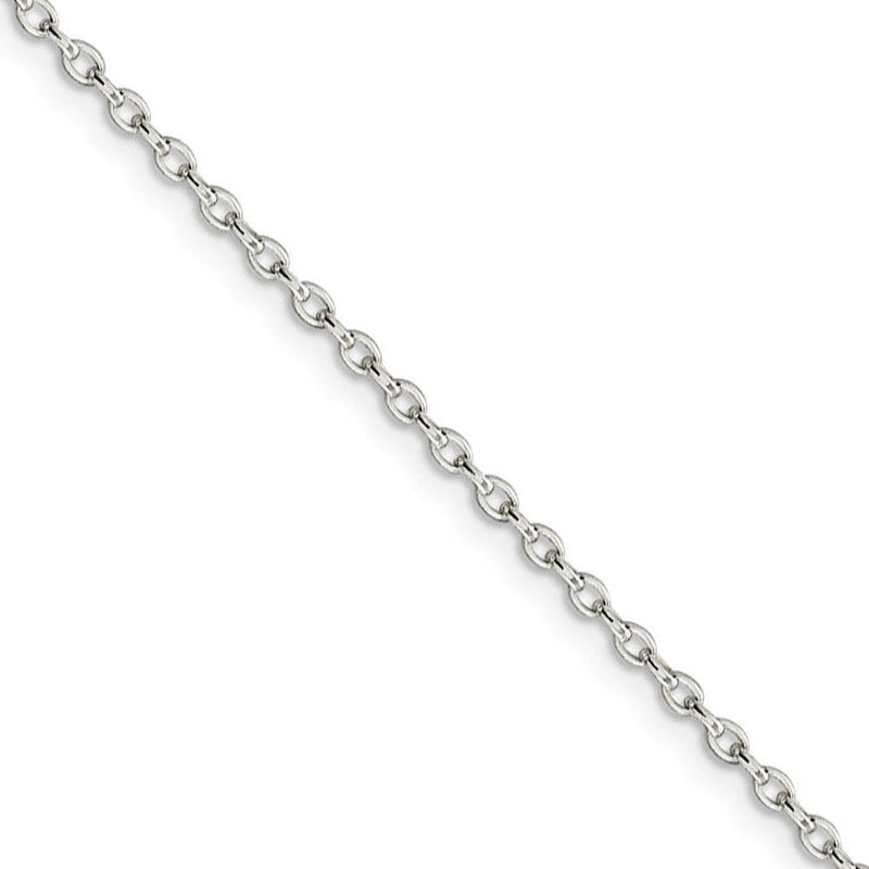 1.6mm Sterling Silver Solid Oval Rolo Chain Necklace