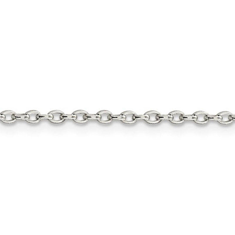1.6mm Sterling Silver Solid Oval Rolo Chain Necklace